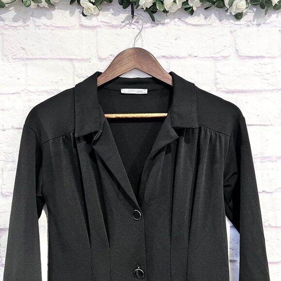 Zara Trafaluc‎ Size Small Button Down Pleated Dress Business Casual Collar - Picture 3 of 9